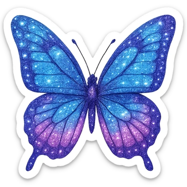 glittery butterfly object, sparkling sticker