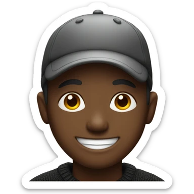 smiling boy in black sweater and birthday hat  sticker