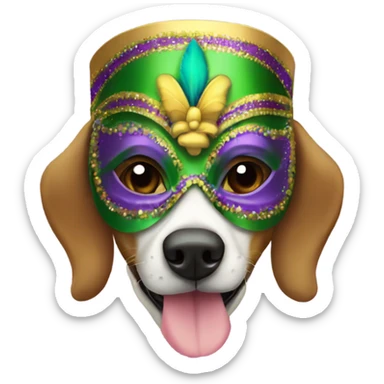 Mardi Gras mask with dog sticker