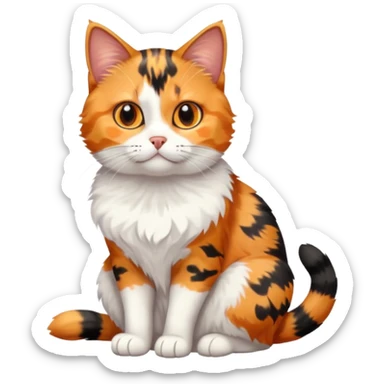 full body calico tabby cat with tiny head and fat body sticker