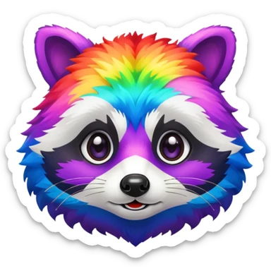 Rainbow racoon face sticker