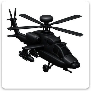 Change the angle of the Apache helicopter and make it black, keeping the emoji style look consistent with Apple style emojis. sticker