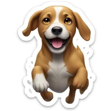 Dog jumps in a puddle sticker