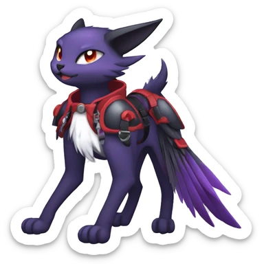 Kawaii cool edgy beautiful elegant black red purple fantasy nargacuga-noivern-cat-Fakemon collar harness full body sticker