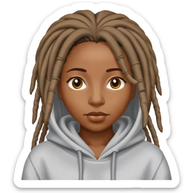 Black woman with locs wearing hoodie sticker