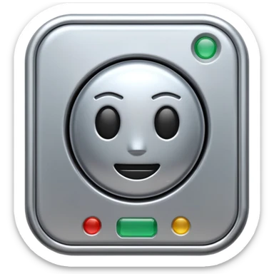 A futuristic microchip emoji made of polished silver chrome, minimal circuit details, smooth metallic surface, soft lighting, iOS emoji style, centered, clean white background sticker