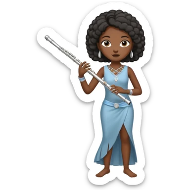 black woman playing blowing flute full body sticker