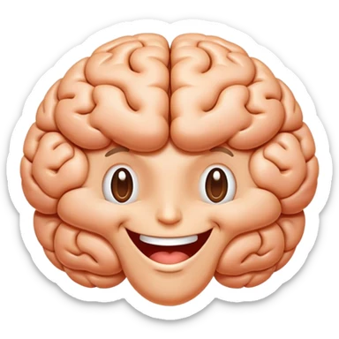A happy, healthy brain with a smiling face, looking vibrant and energetic sticker