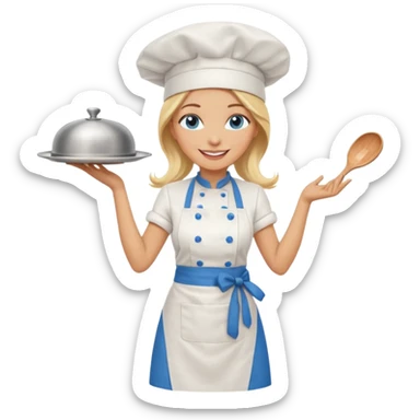 Full body 
Sexy Long Blonde hair blue eyed female chef sticker