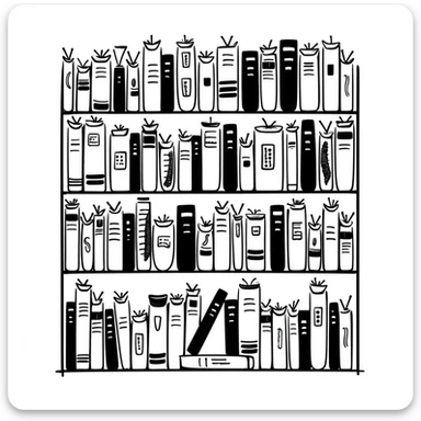 A bookshelf filled with various books sticker