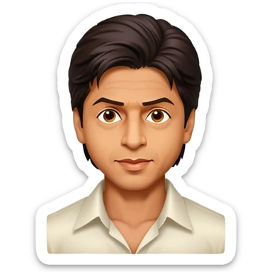 Cinematic Realistic Shah Rukh Khan Pop Culture Emoji, showcasing the charismatic charm of the Bollywood superstar rendered with lifelike detail and captivating lighting. sticker
