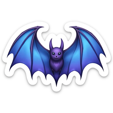 Dark fantasy bat wings, symmetrical, sharp edges, deep black with subtle blue-purple highlights, realistic, high detail, isolated on black background sticker