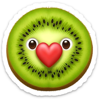 3d kiwi fruit with heart eyes sticker