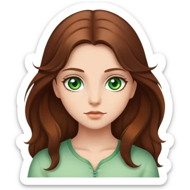 A girl with green eyes and long brown hair sticker
