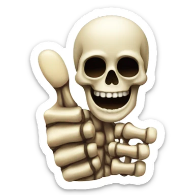 thumbs up, skeleton hand sticker