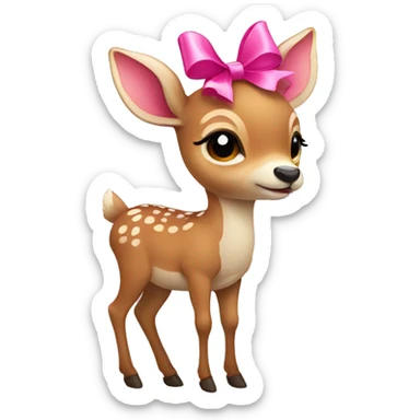 Small deer with pink bow sticker