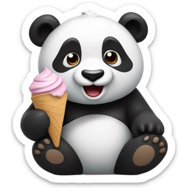 Panda eating ice cream sticker
