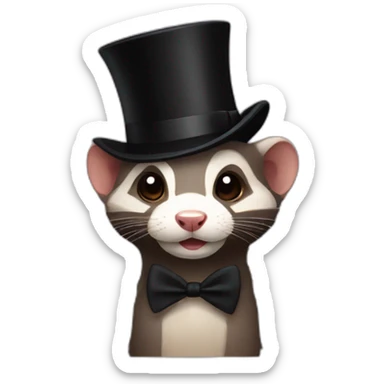 Ferret in top hat sticker
