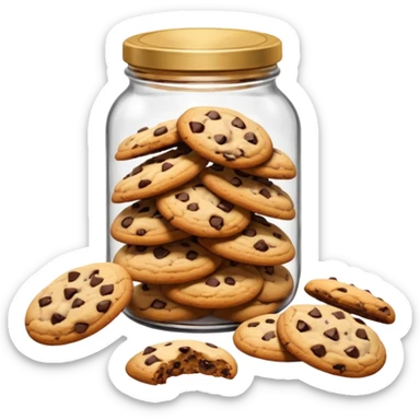 Open jar spilling cookies on counter sticker