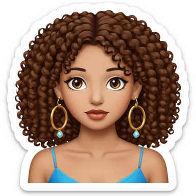 One, Puerto Rican, fair skin brown hair it has to be straight with earrings and makeup. I would like the earrings to be hoop and my best friend by my side is caramel skin color with curly black hair. sticker