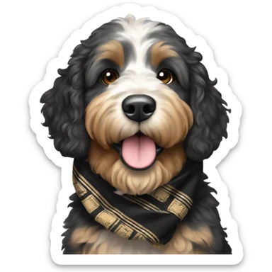 Bernedoodle with purdue scarf sticker