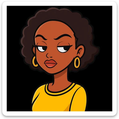 Make the Jamaican woman's side eye expression sassier. The original style is sticker style, but since sticker style does not support editing, please keep the look consistent while enhancing the sassiness of the expression. sticker