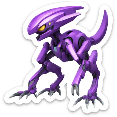 a XLR8-Genesect-Raptor-Fakémon—hybrid with a futuristic visor-helmet full body sticker