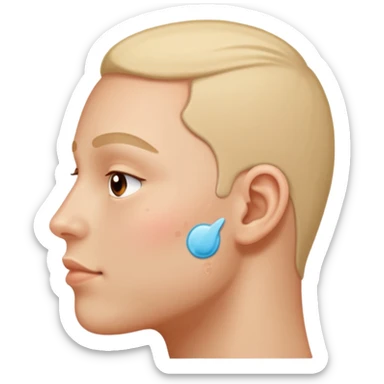 cheek from the side, with a pimple patch sticker