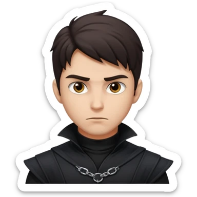 Shadow Moon (Male) from American Gods with dark brown hair, black outfit sticker