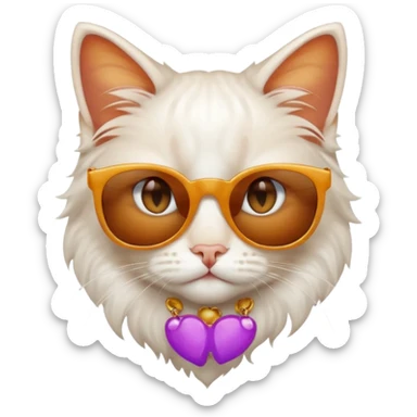 A white domestic long haired cat with reddish around the eyes and ears and nose and the cat has sunglasses  sticker
