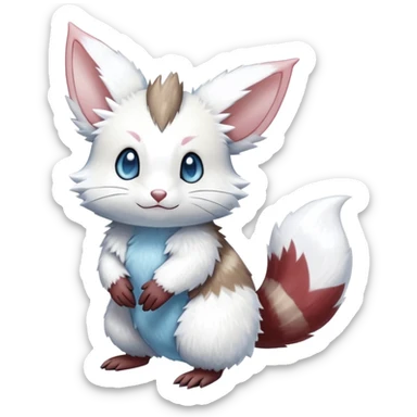 Shiny White Furry Snowy Ice-type Furret-Minccino-Zangoose-Hybrid (Full body) sticker