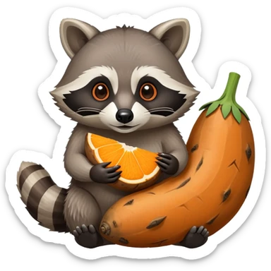 Raccoon eating yam  sticker