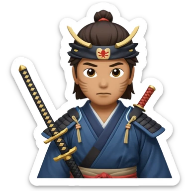Samouraï with sword and shadow look to the sky  sticker