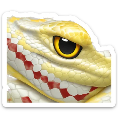 A yellow albino reticulated python with red eyes sticker