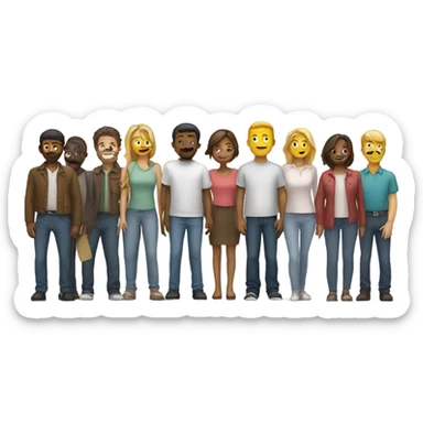 group of people standing in a row sticker