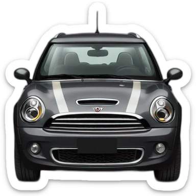 dark grey mini clubman with stripes and dark window sticker