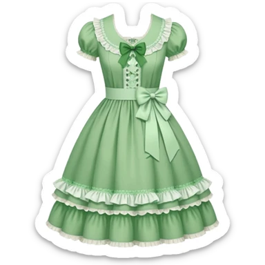 Lolita dress, white and green sticker