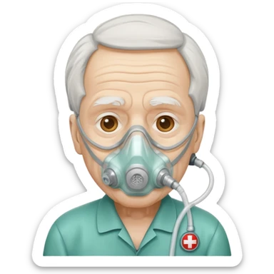 old man with simple ambulance oxygen mask  sticker
