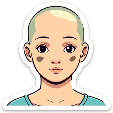 Girl with shaved head and birthmark who has Down syndrome  sticker