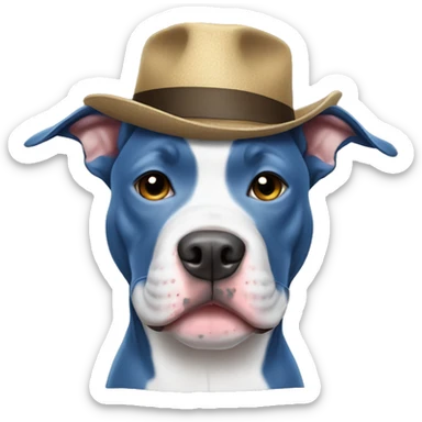 Blue pitbull wearing a hat sticker