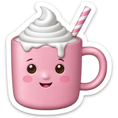 Marshmallow pink hot chocolate sticker