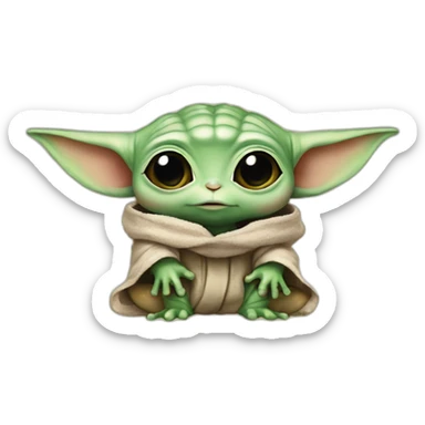 Baby yoda let me love you frog sticker