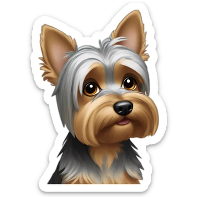 Silver Yorkie droopy ears in pj’s sticker