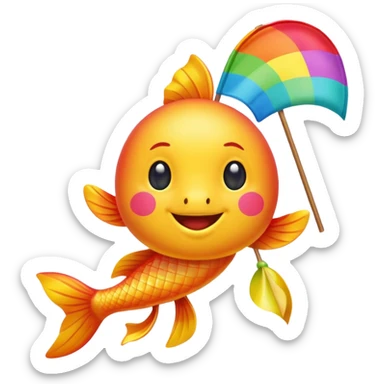carp streamer hanging apple emoji style sticker