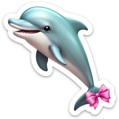 Cute dolphins with pink bow sticker