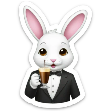 Bunny drinking an espresso martini sticker