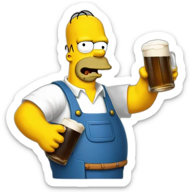 Homer simpson buvant une bière sticker