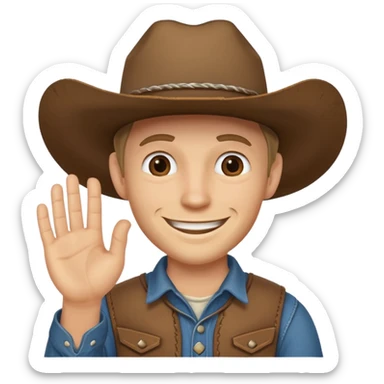 Cowboy tipping off his hand sticker