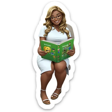 smiling girl reading outdoors sticker