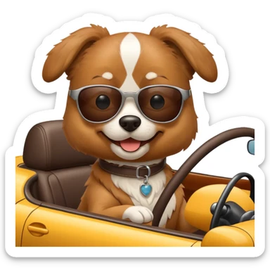 Dog driving a car sticker